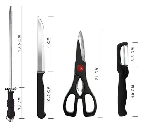 8 Piece Stainless Steel Kitchen Knife Set with Scissor, Peeler & Sharpener