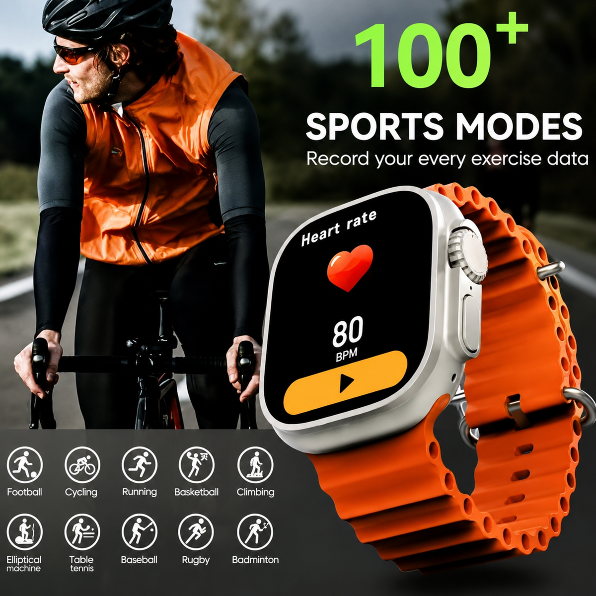 T800/900 Ultra Wireless Charging Watch – Orange Band