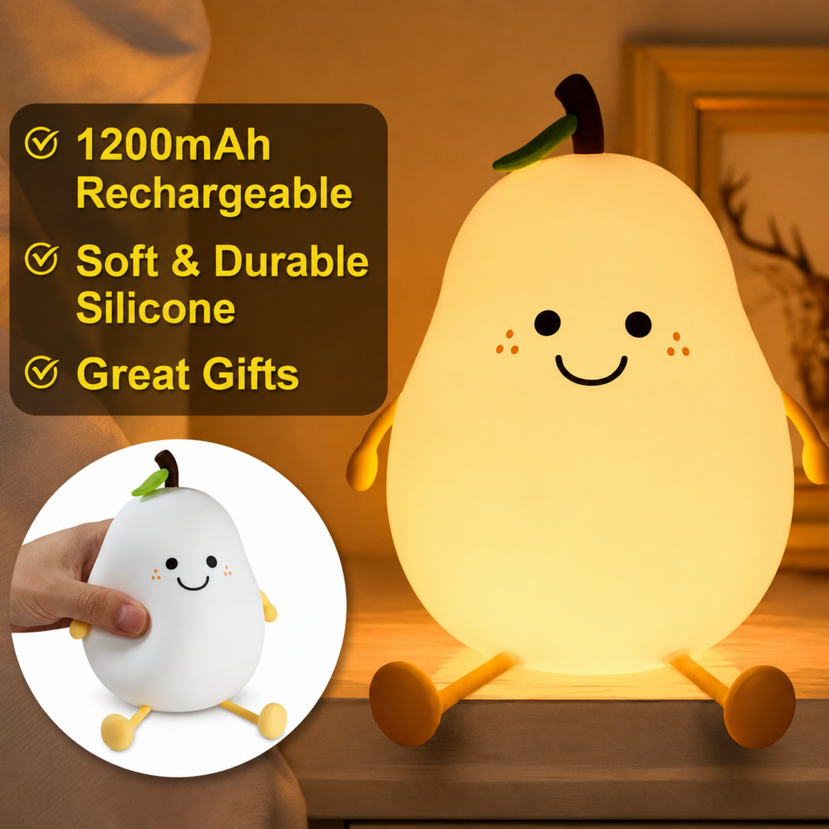 Cute Pear Silicone Night Lamp