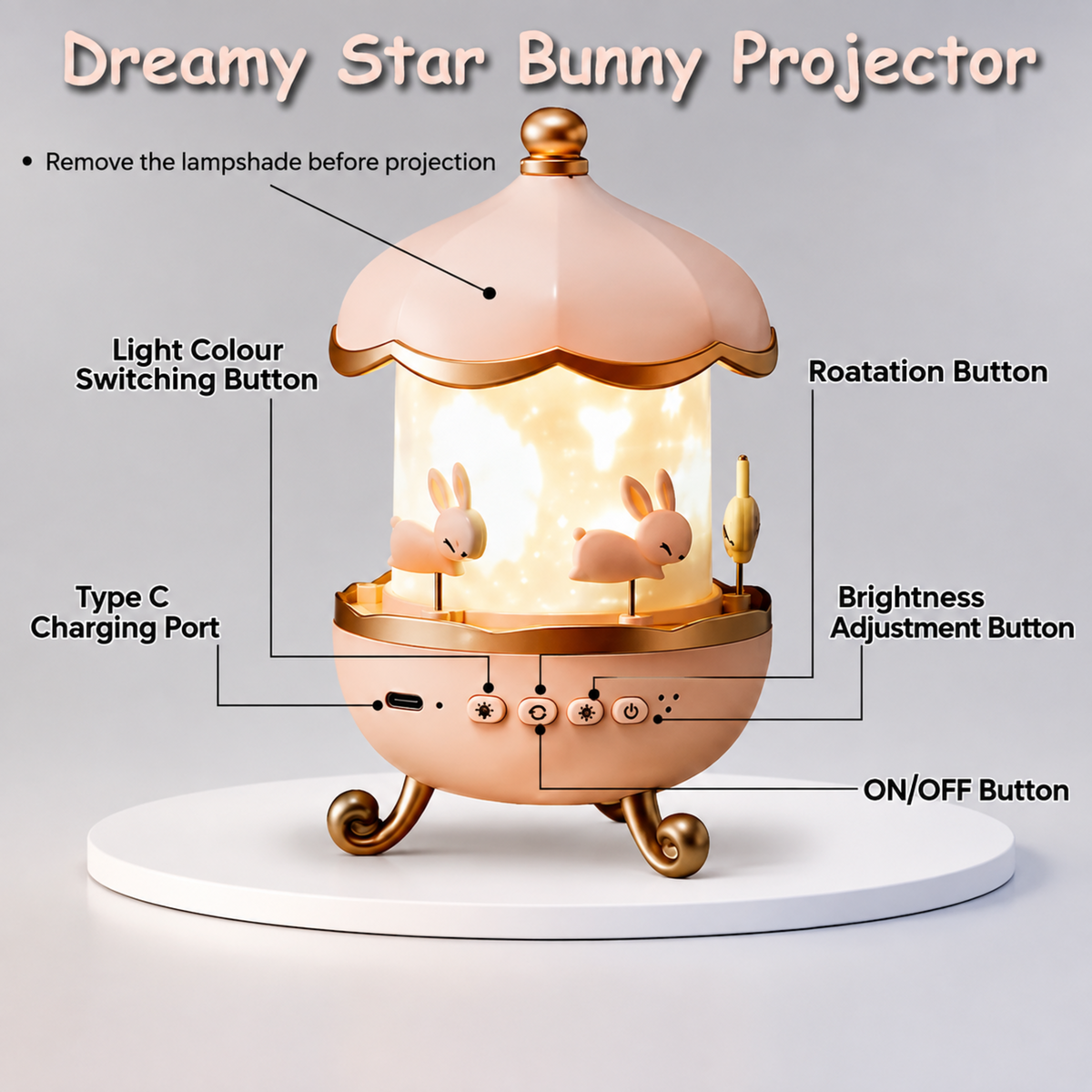 Galaxy Bunny Star Projector Lamp