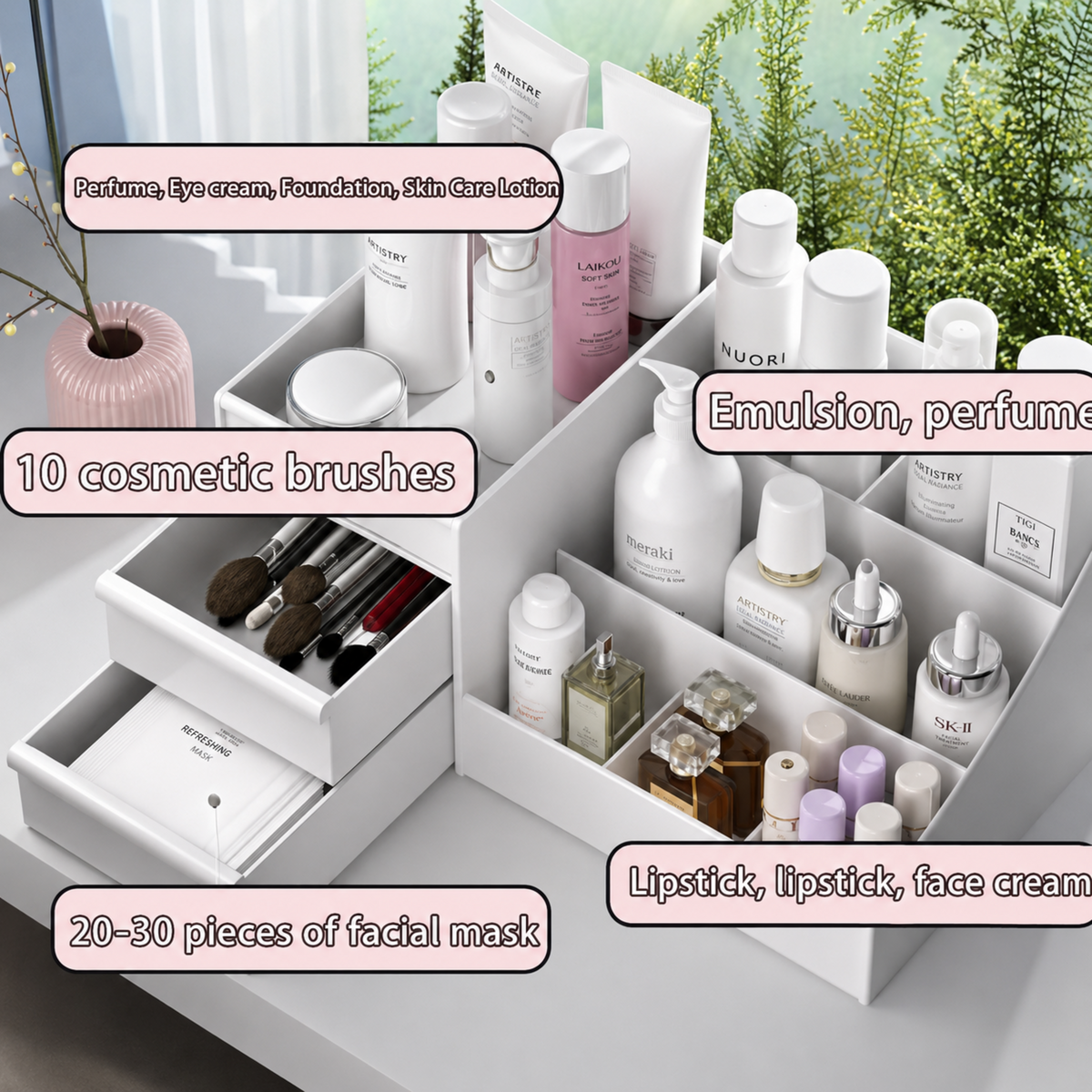 Makeup Organizer With Storage Drawers