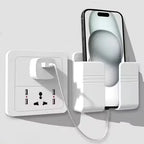 Pack of 2 Multi-Purpose Wall Mobile & Remote Stand Holders | Wall-Mount Hanging Type | Mobile Charging & Organization (White).