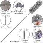 Microfiber Feather Duster with Extendable 100-inch Pole